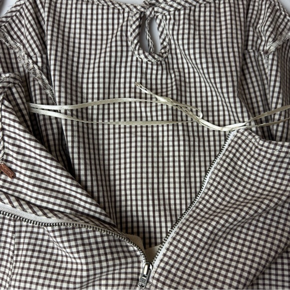 Free People Arlo Plaid Mini Dress Slouchy Sweetheart Neck  Medium Ivory Combo - Picture 12 of 16